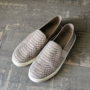 Vince Grey Snakeskin Slip On Sneakers Shoes